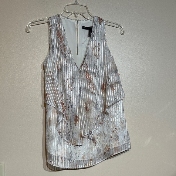 White House Black Market Tops - White House Black Market Layered Sleeveless Blouse in White and Brown
